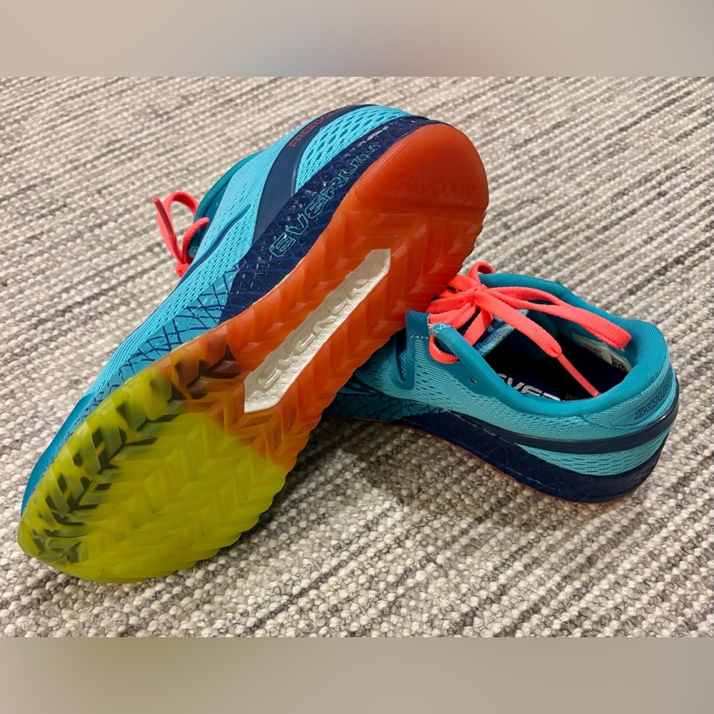 Saucony Teal and Neon Pink Athletic Sneakers